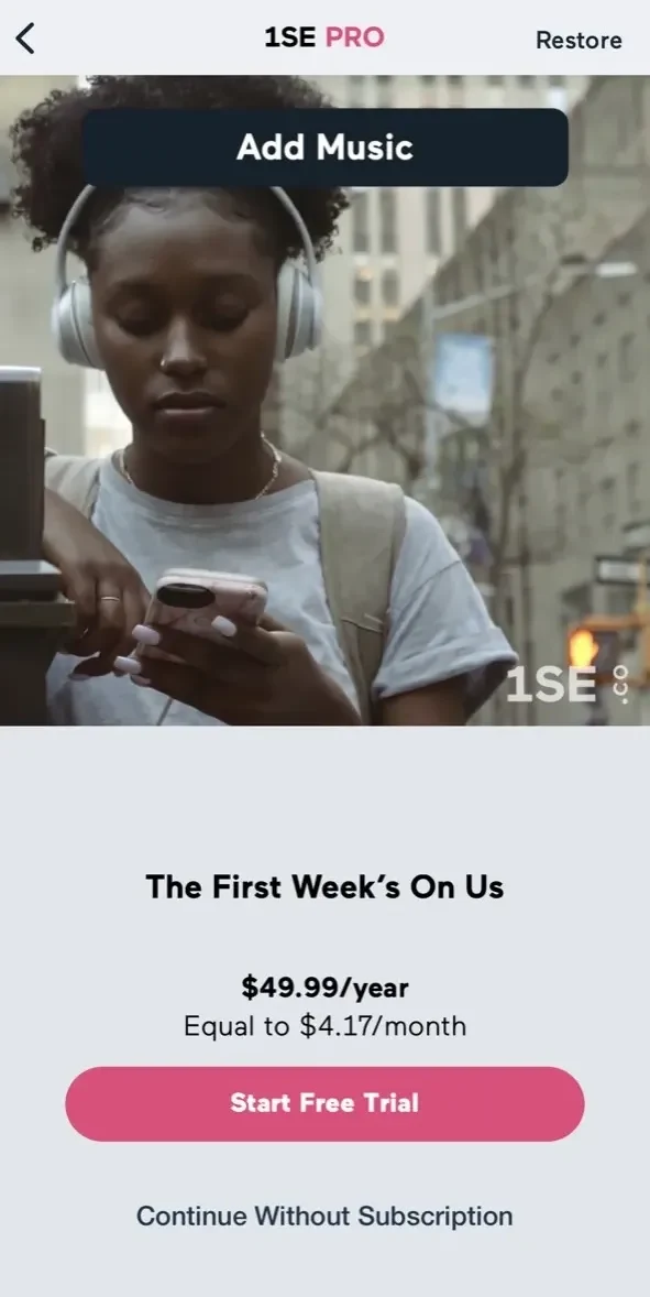 1 Second Everyday Diary paywall screen