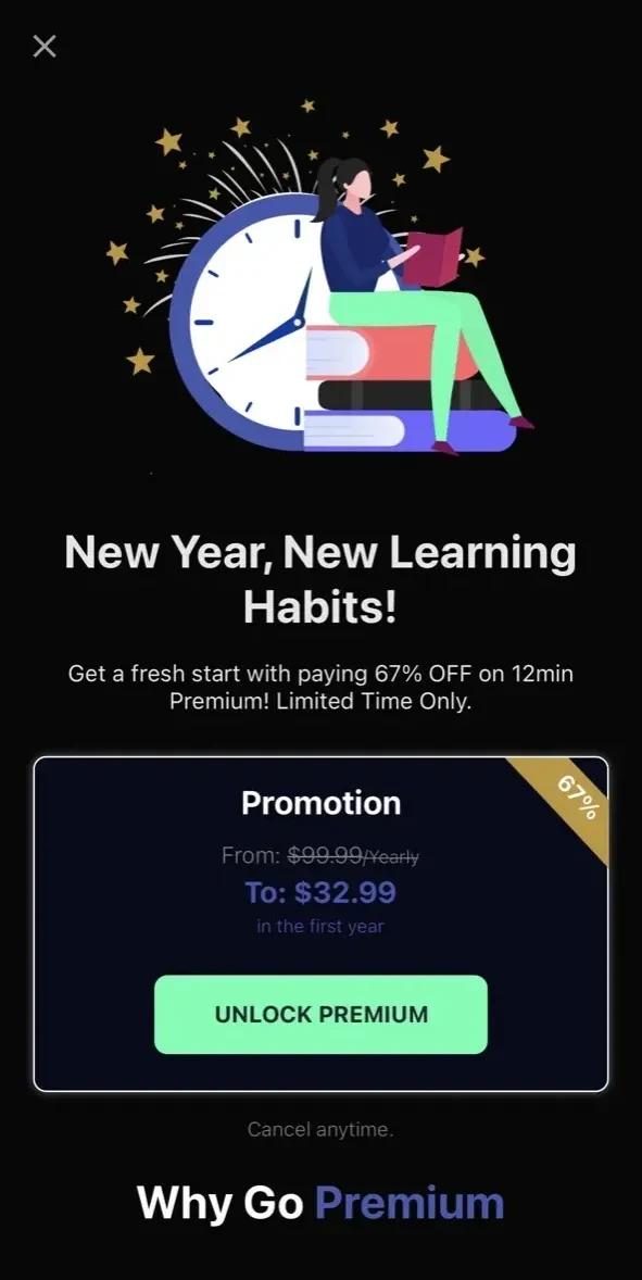 12min paywall screen