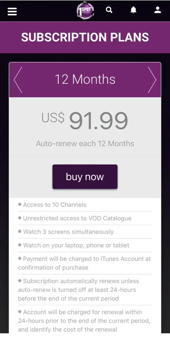1SpotMedia paywall screen