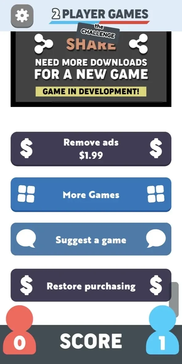 2 Player Games paywall screen