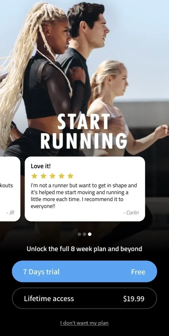 5K Runner paywall screen