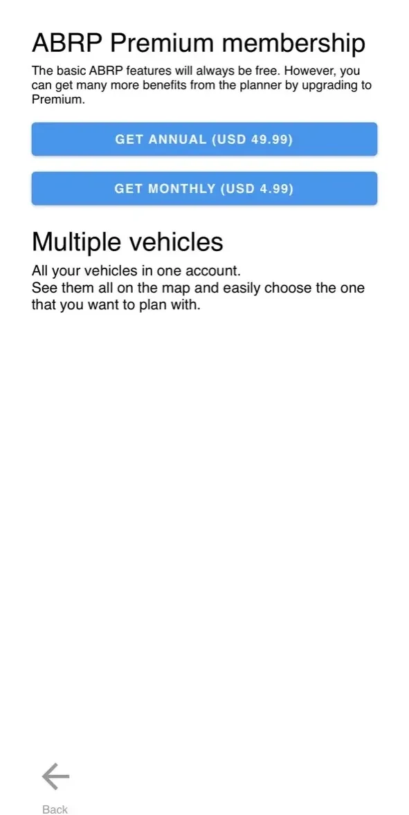A Better Routeplanner paywall screen
