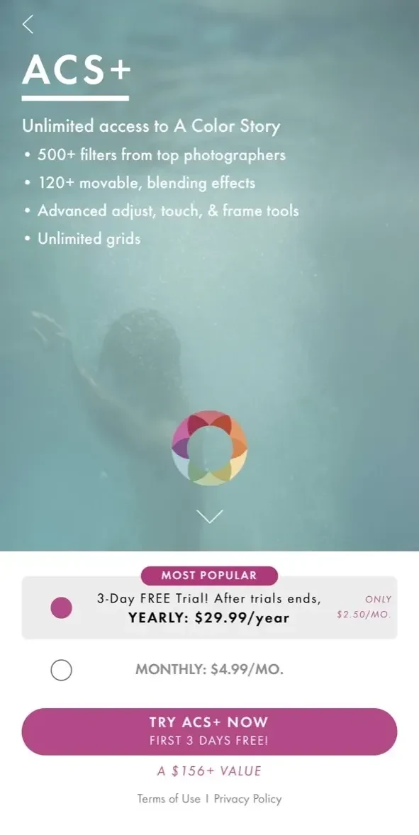 A Color Story paywall screen