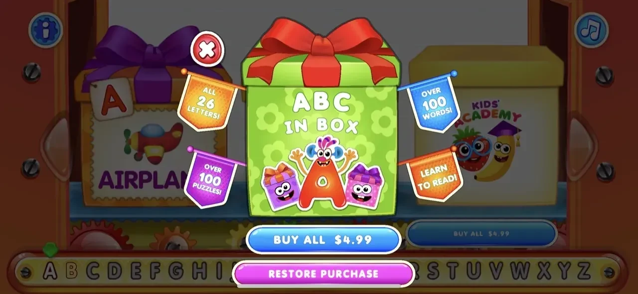 ABC Kids Games paywall screen