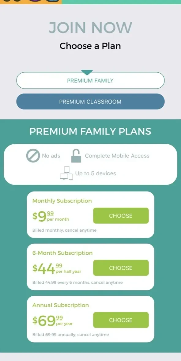 ABCya Games paywall screen