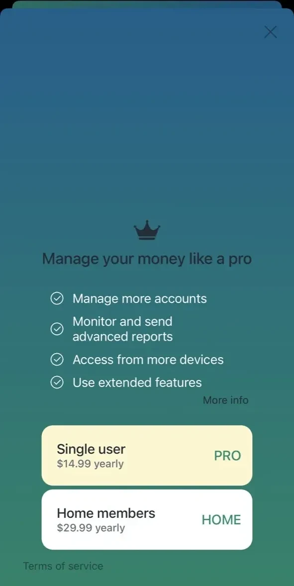 Account Book paywall screen