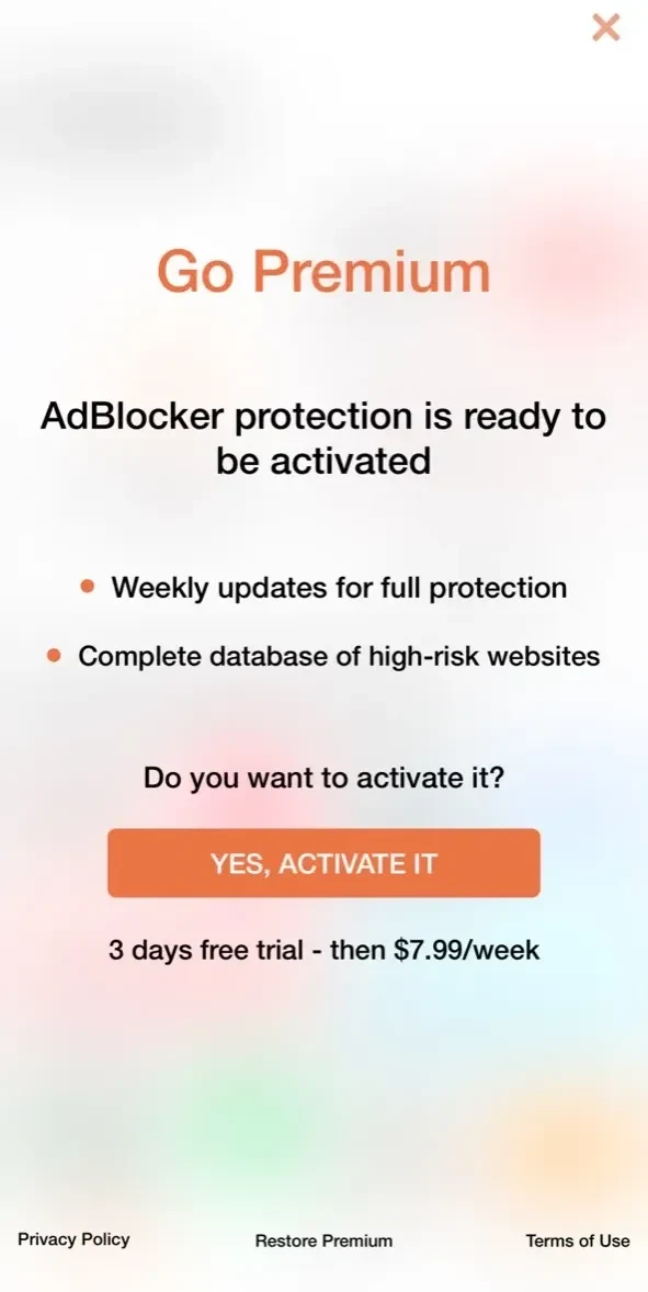 AdBlocker paywall screen