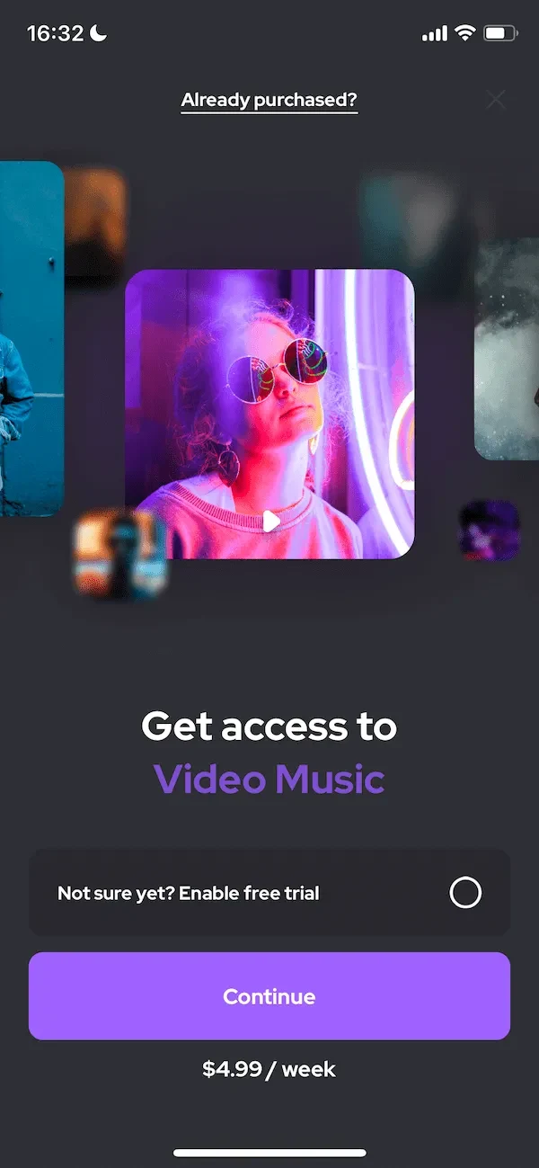 Add Background Music To Video paywall screen