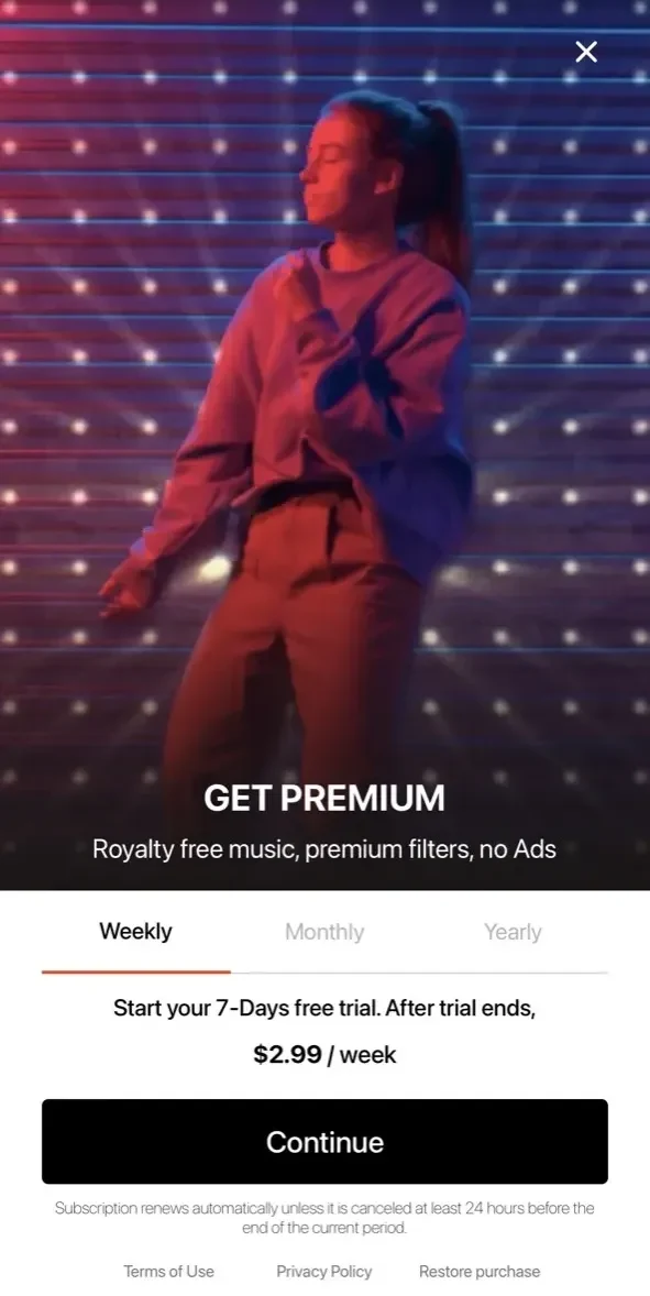 Add Music to Video Editor paywall screen
