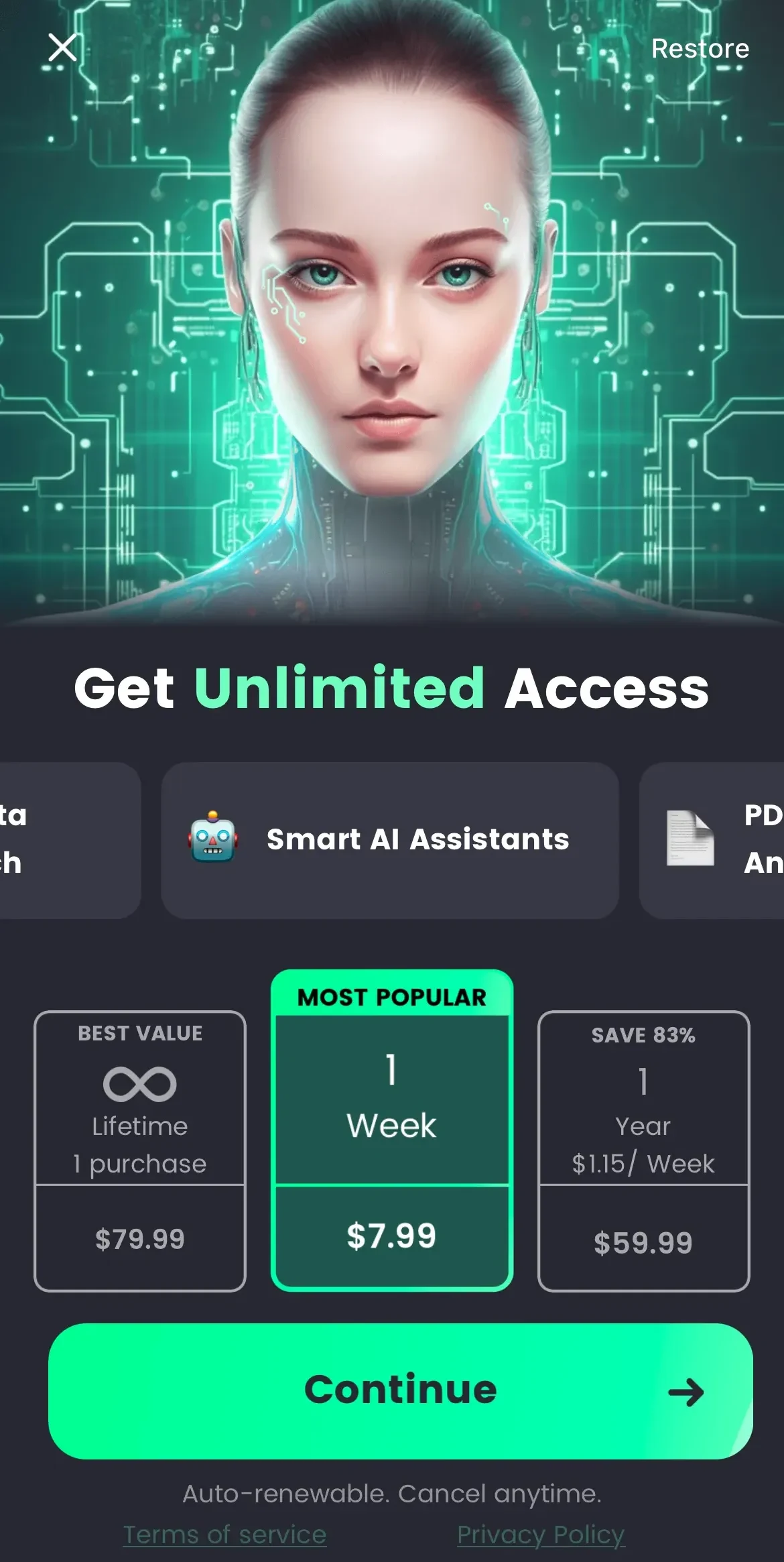 AI Chat paywall screen