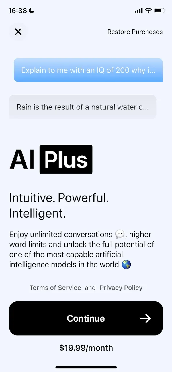 AI Chat paywall screen