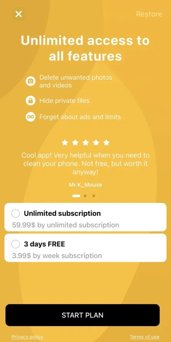 AI Clean up iPhone paywall screen