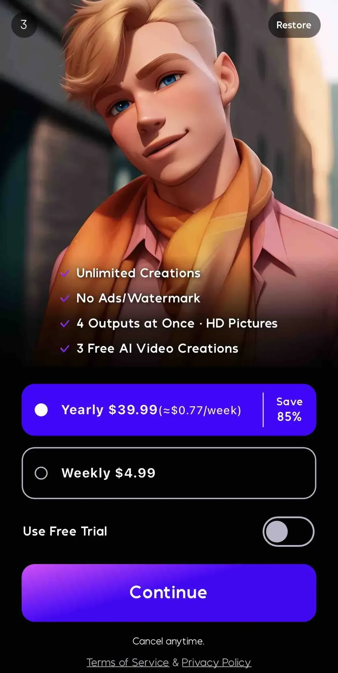 AI Mirror paywall screen
