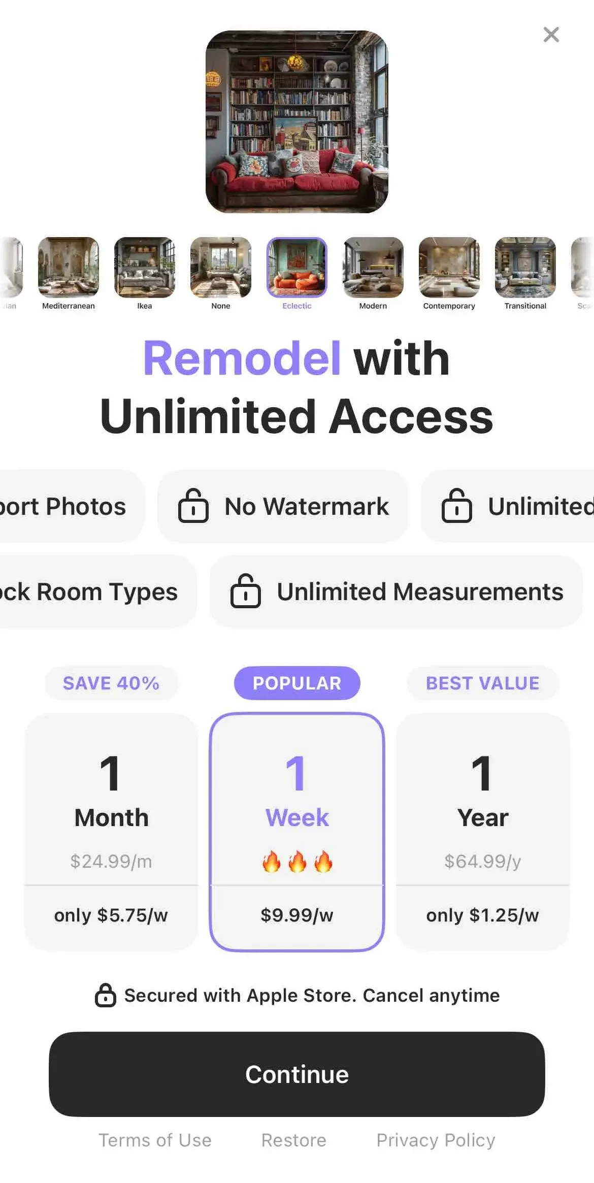 AI Remodel paywall screen