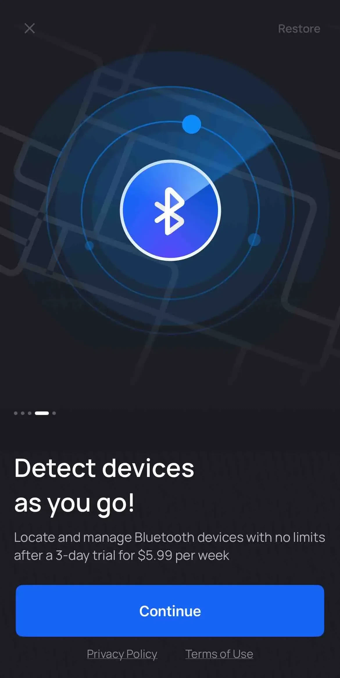 Air Bluetooth Finder paywall screen