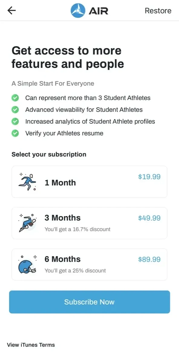AIR paywall screen