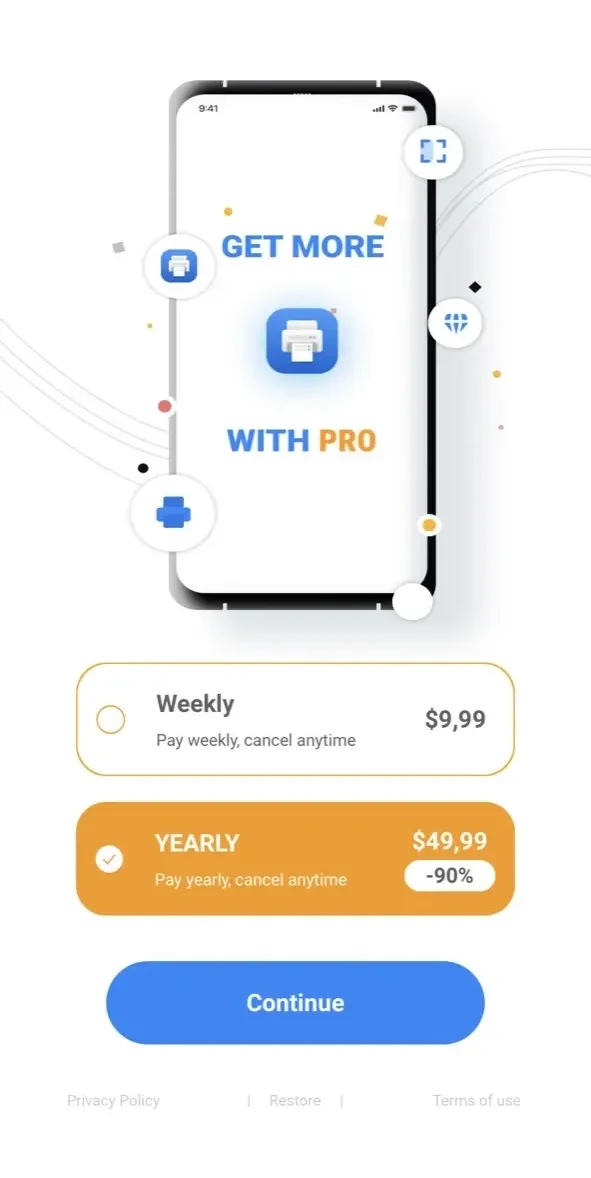 Air Printer paywall screen