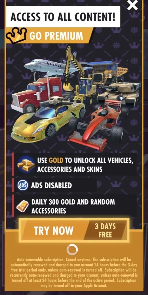 Airplane Crash Madness Game paywall screen