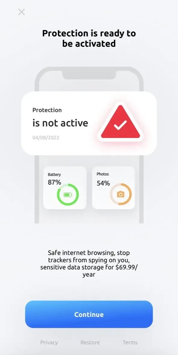 Alfa Cleaner paywall screen