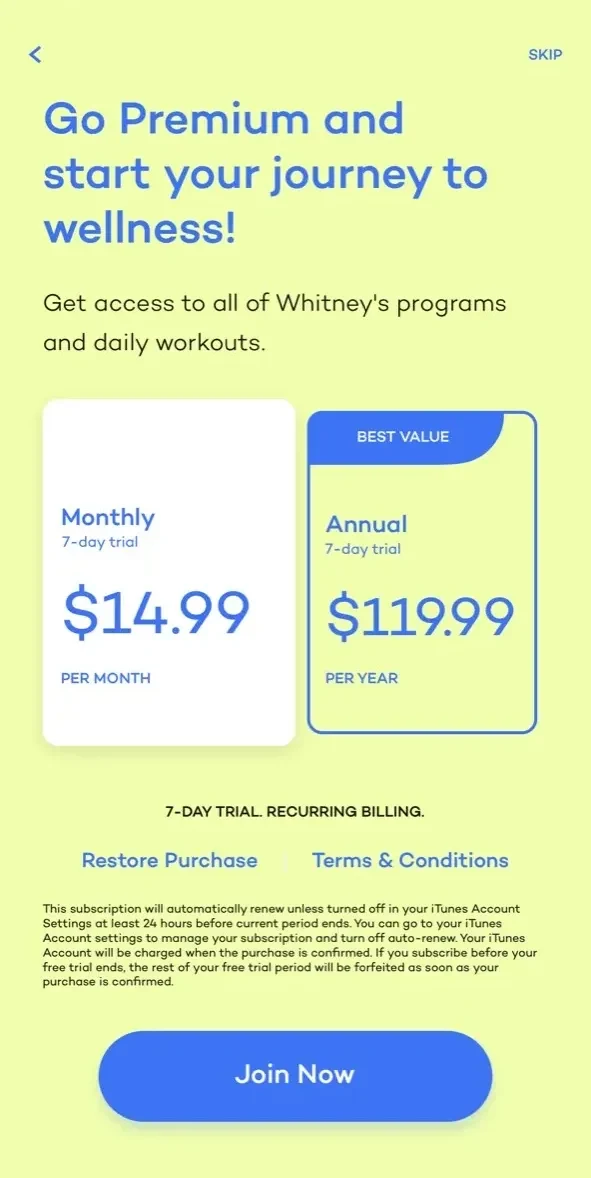 Alive paywall screen