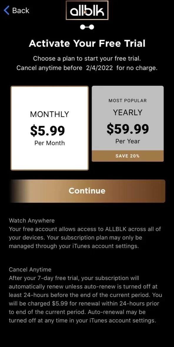 ALLBLK paywall screen