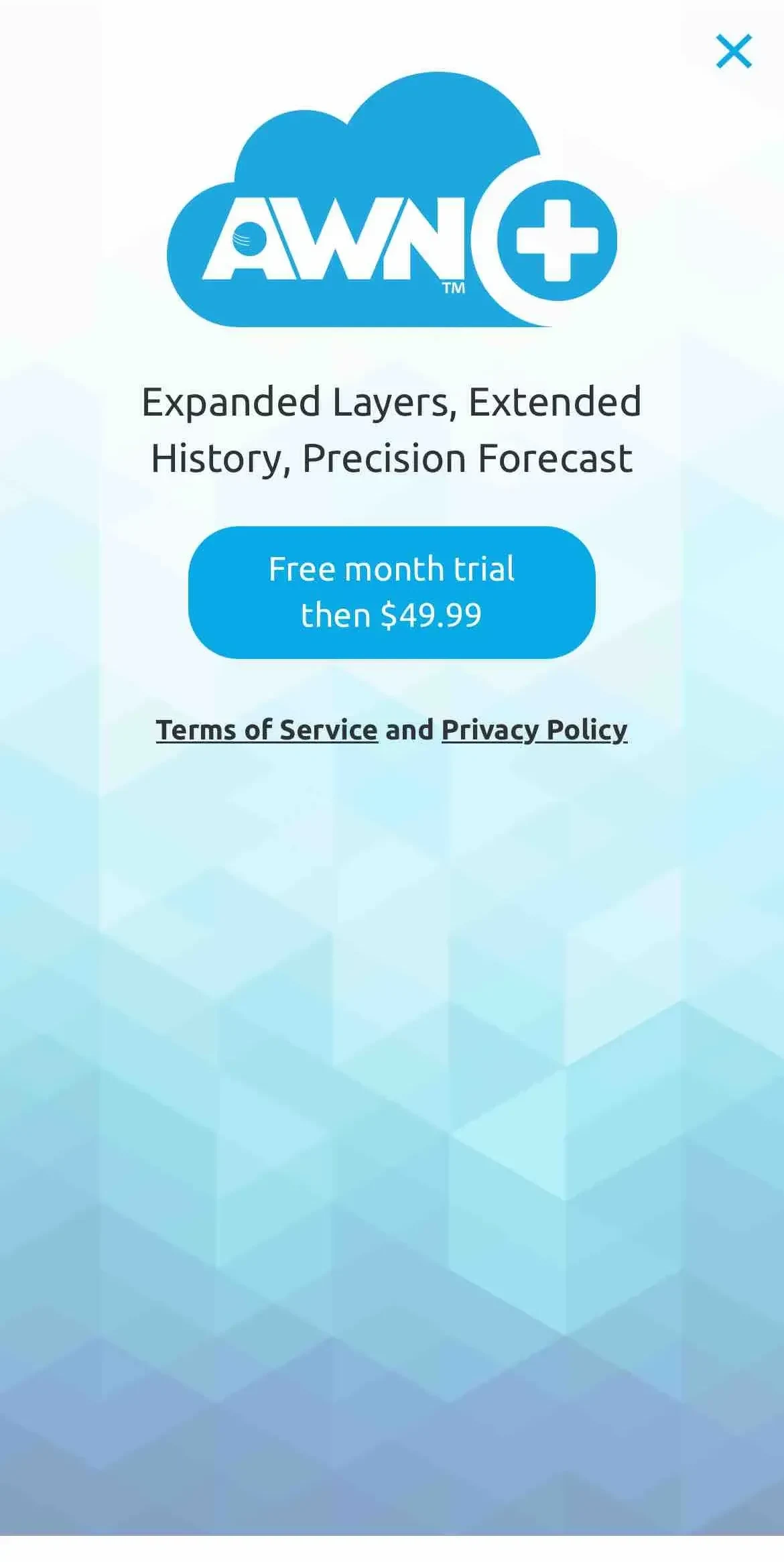 Ambient Weather Network paywall screen