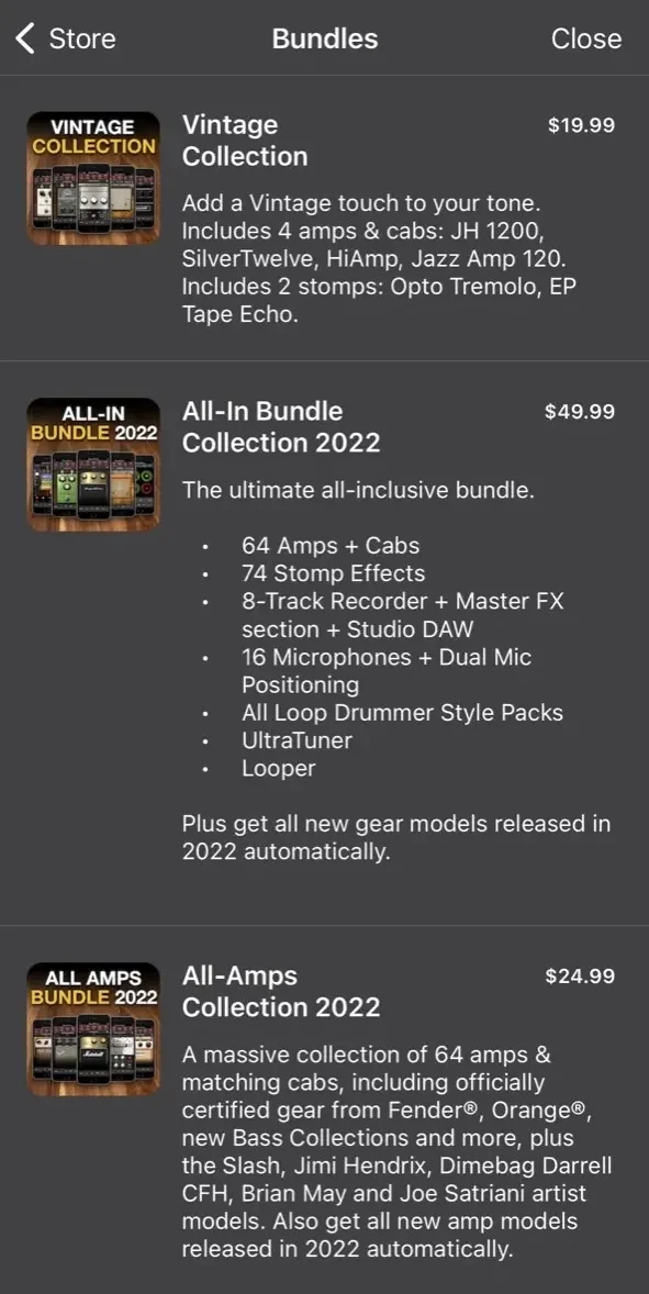 AmpliTube CS paywall screen