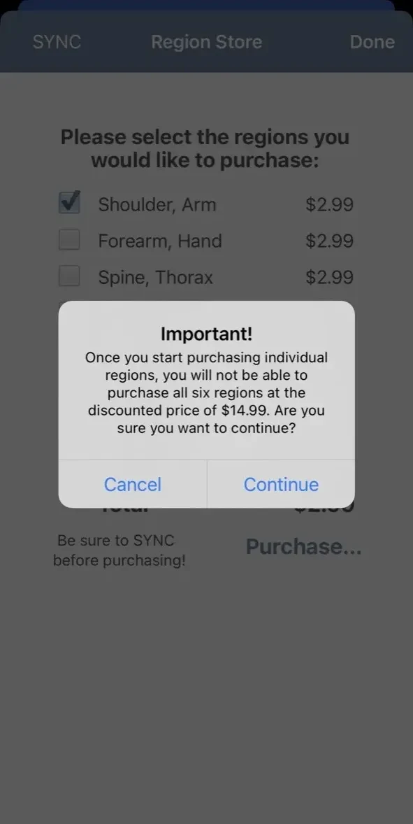 AnatomyMapp Lite paywall screen