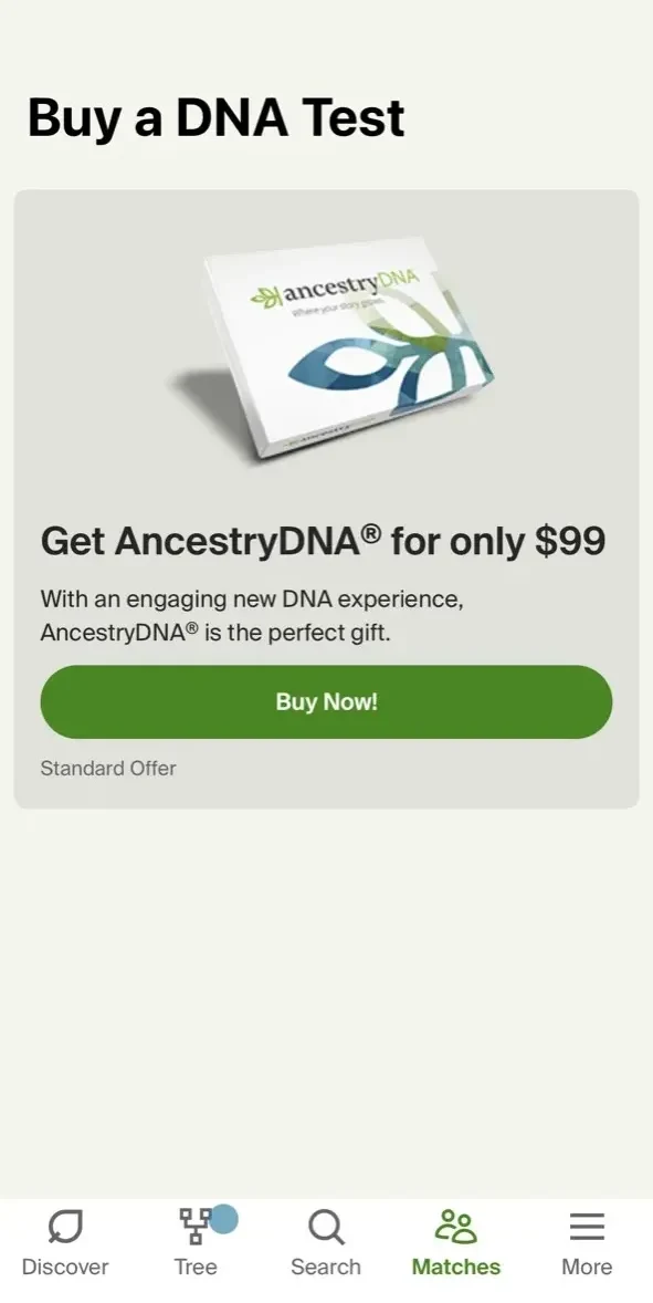 Ancestry paywall screen