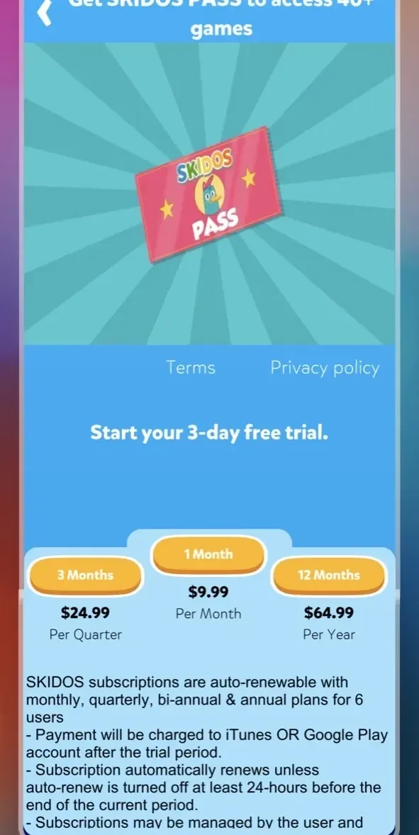 Animal Run Games paywall screen