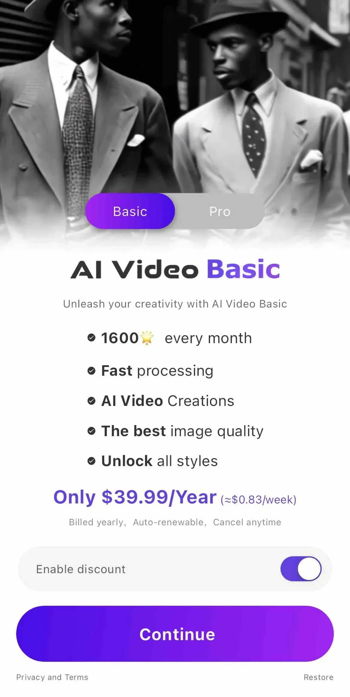 AI Photo Animator paywall screen