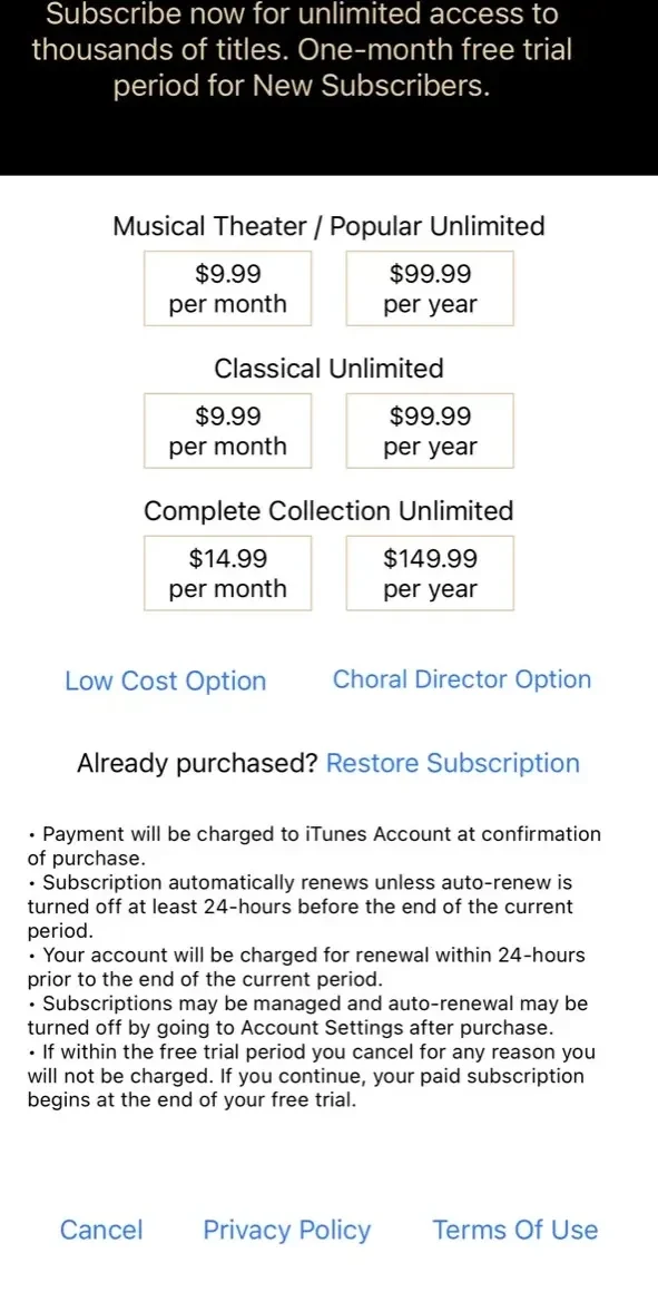 Appcompanist paywall screen