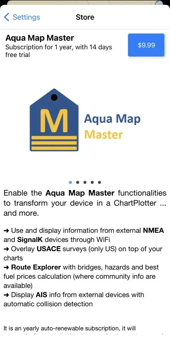 Aqua Map Boating paywall screen