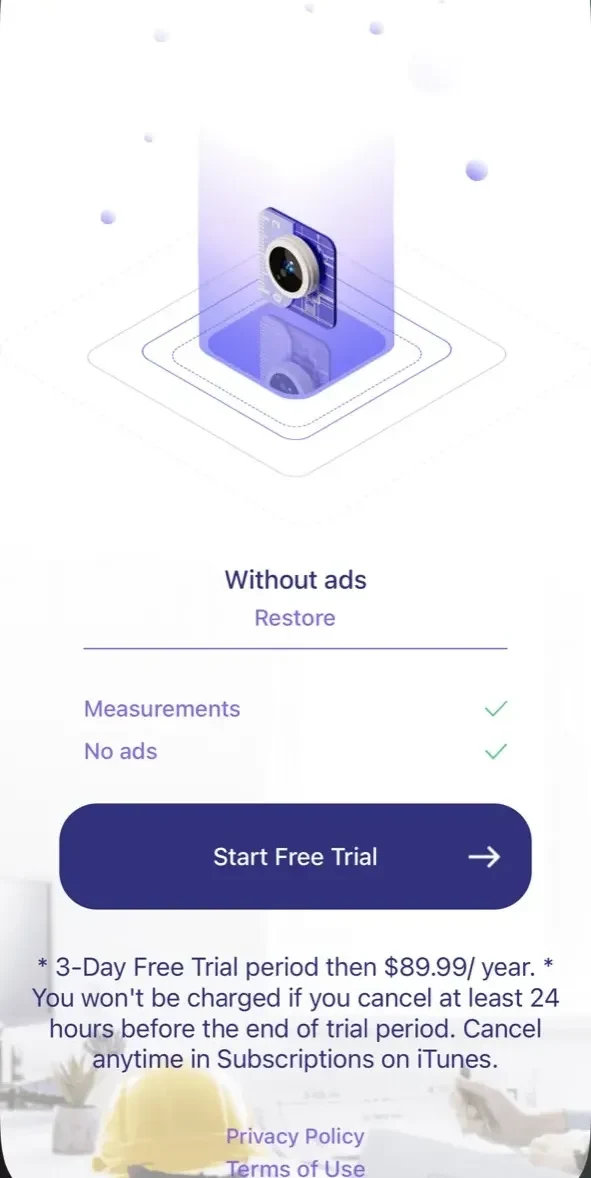 AR Plan 3D Measure Floor paywall screen