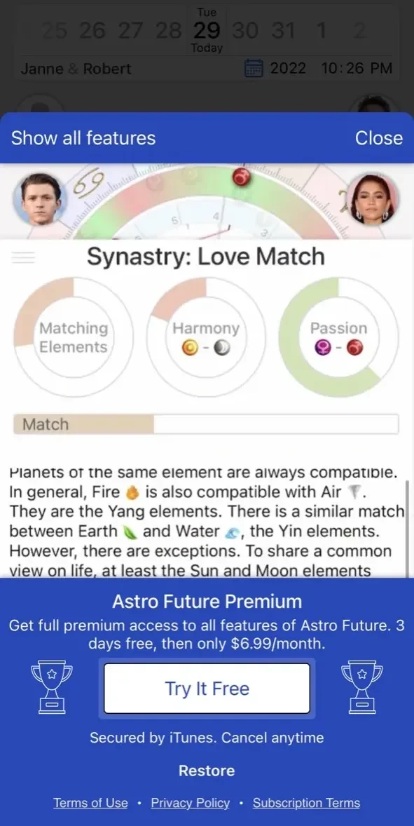 Astro Future paywall screen