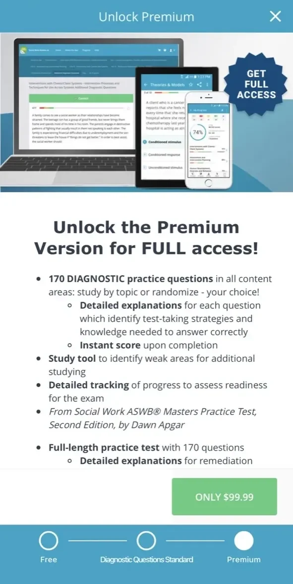 ASWB Social Work Exam Prep paywall screen