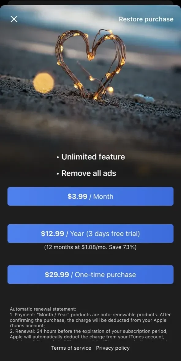 Audio Editor paywall screen