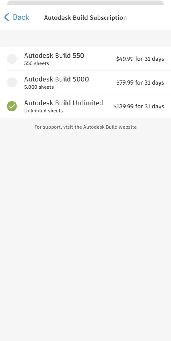 Autodesk Construction Cloud paywall screen