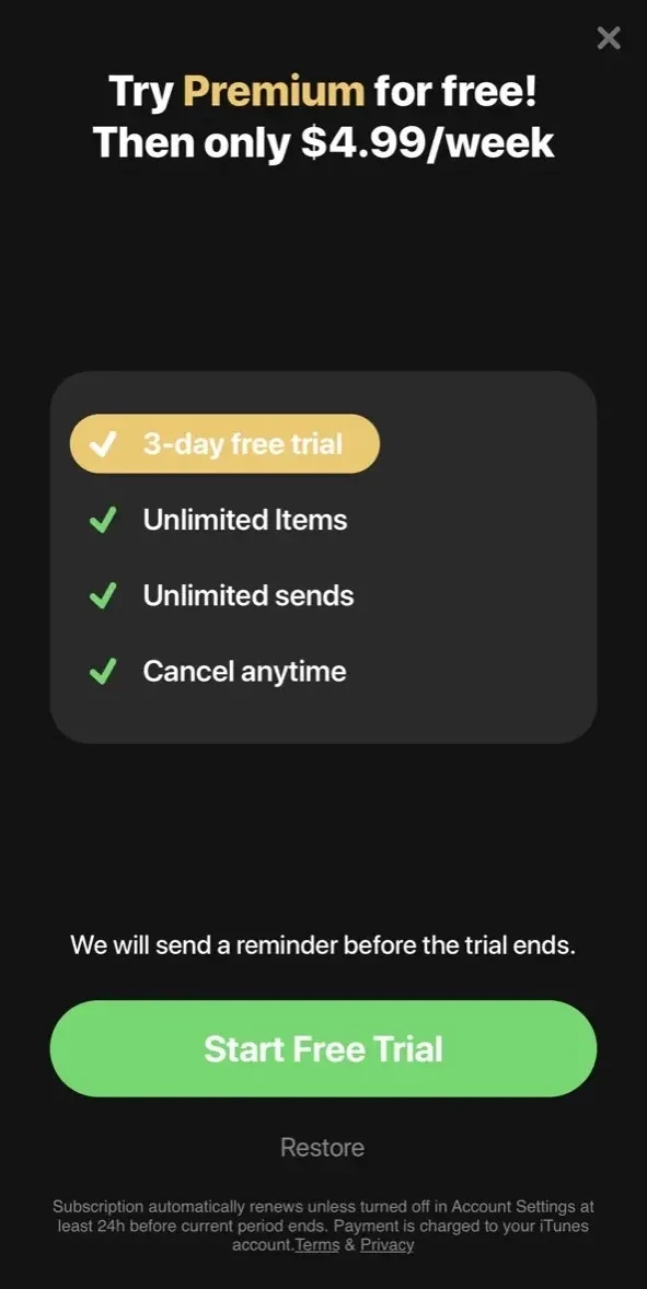 AutoPaste paywall screen