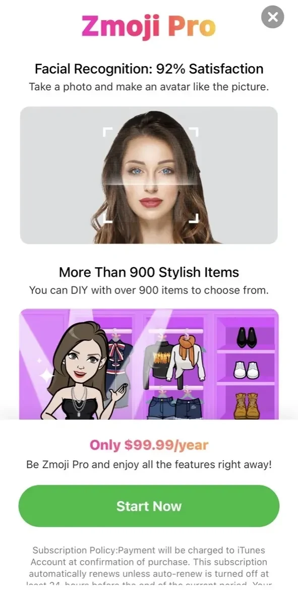 Avatar & Cartoon Maker paywall screen