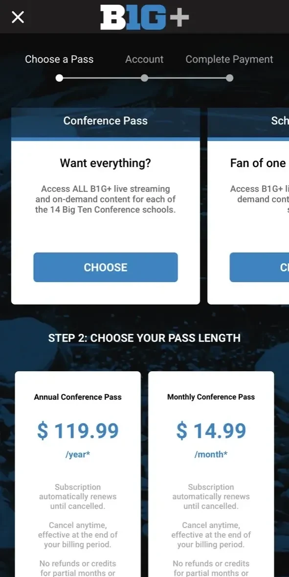 B1G+ paywall screen