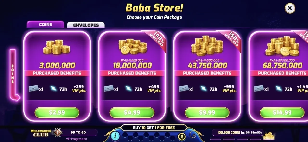 Baba Wild Slots paywall screen