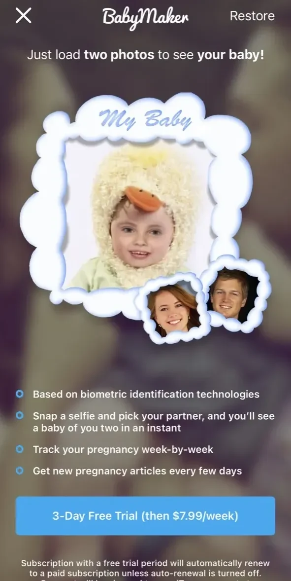 Baby Maker paywall screen