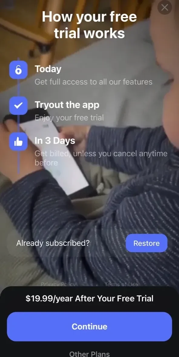 BabyGames paywall screen