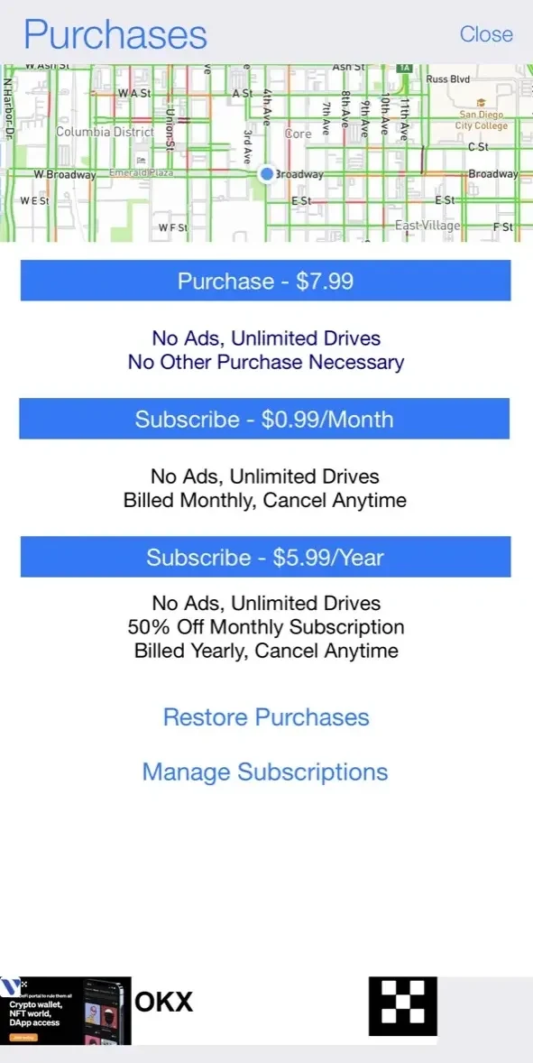 Back Seat Navigator paywall screen