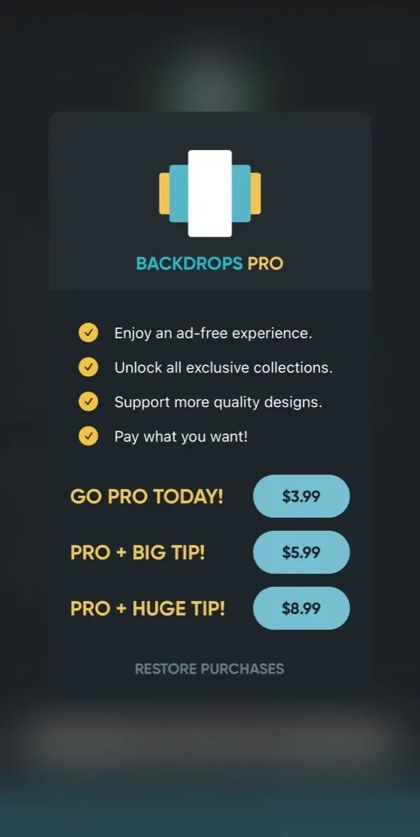Backdrops paywall screen