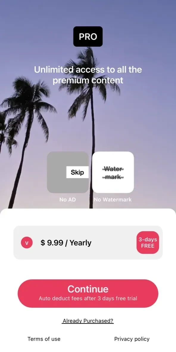 Background Eraser paywall screen