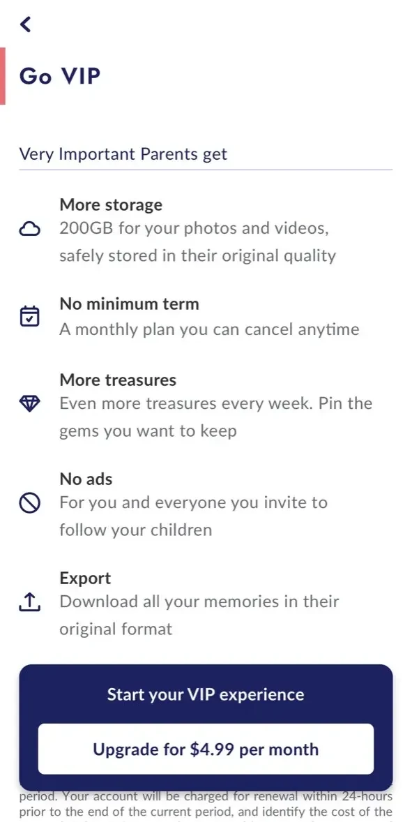 BackThen Family paywall screen