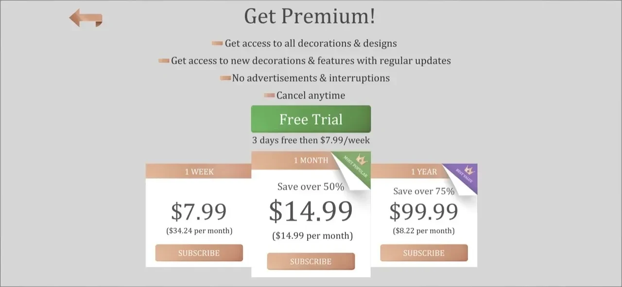 Bakely Wedding Cake Decorating paywall screen