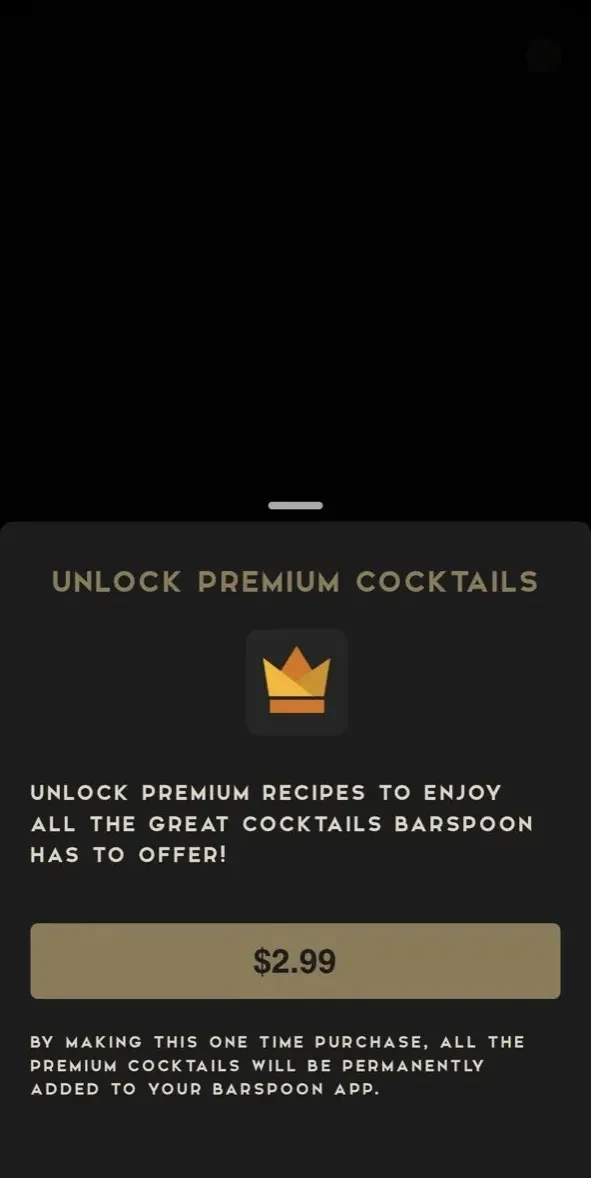 BarSpoon paywall screen